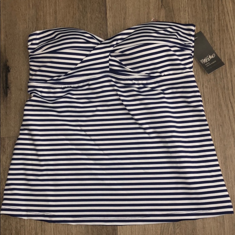Mossimo swim navy stripped top NWT size small